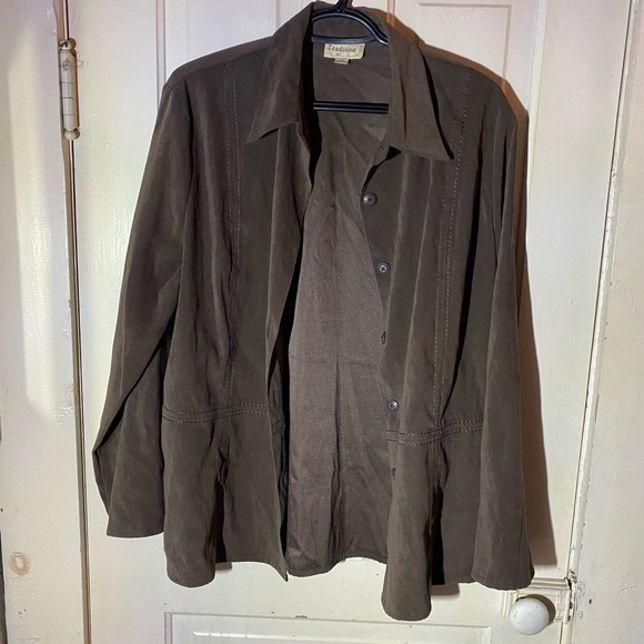 Faux Suede button up blouse - Picture 1 of 6